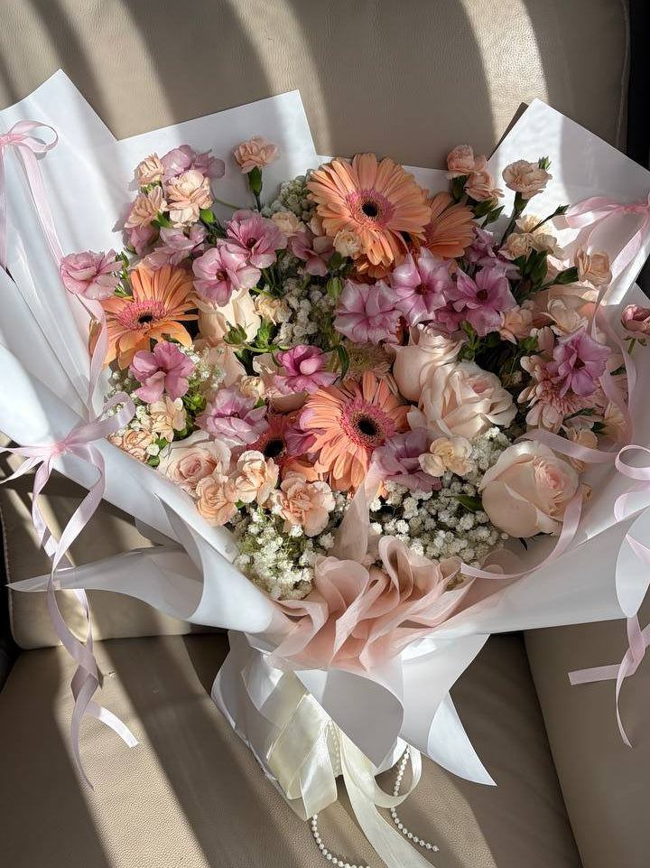 Butterfly on Pastel - Grand Pastel Flower Bouquet Singapore