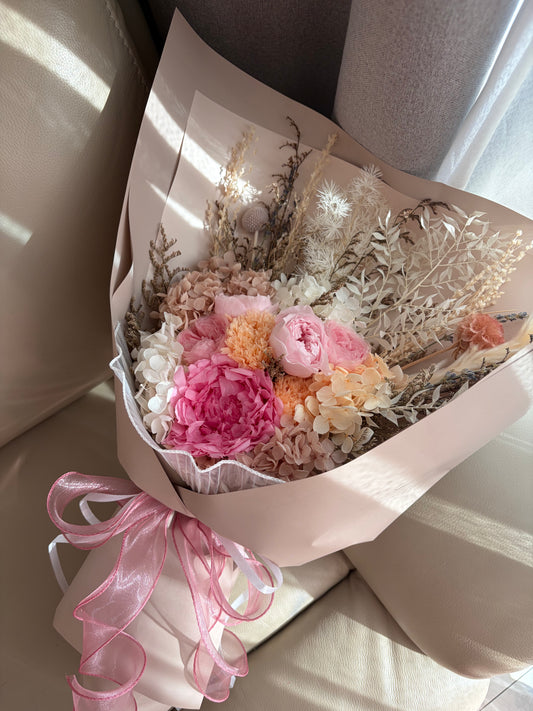 Mother's Day Preserved Peony Bouquet Singapore - Cream Peony