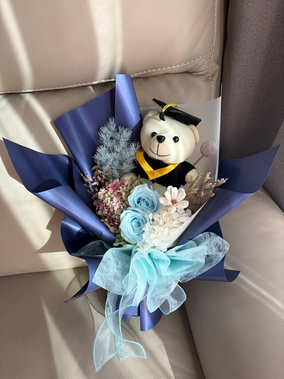 [Graduation 26] Congrats, My Bear! - Preserved Flowers Bouquet Singapore