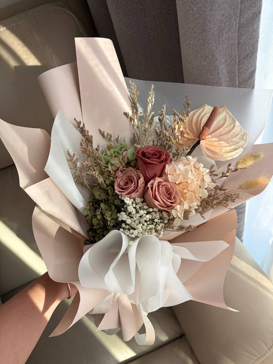 Welcome Home - Everlasting Anthurium, Rose & Hydrangea Flower Bouquet