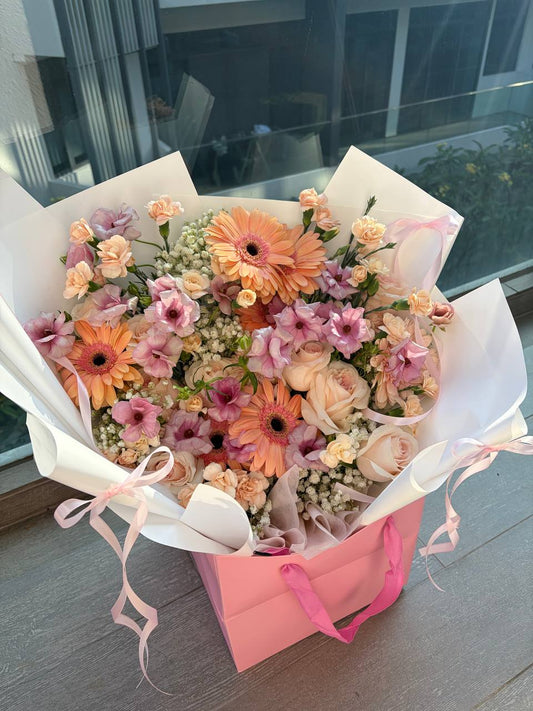 Butterfly on Pastel - Grand Pastel Flower Bouquet Singapore