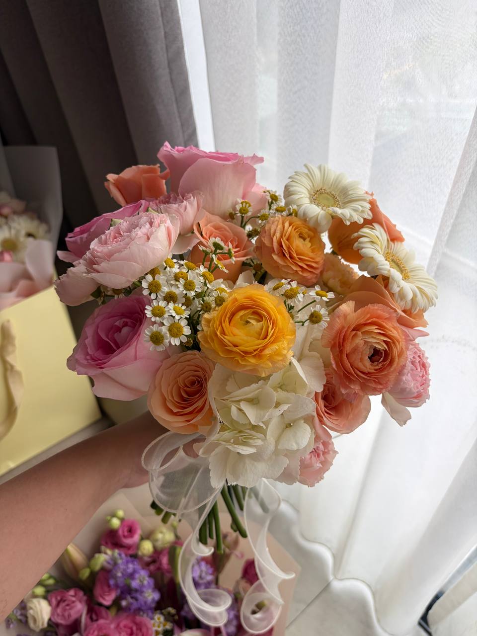 Aurore | Peach Ranunculus, Garden Roses & Hydrangea Bridal Bouquet